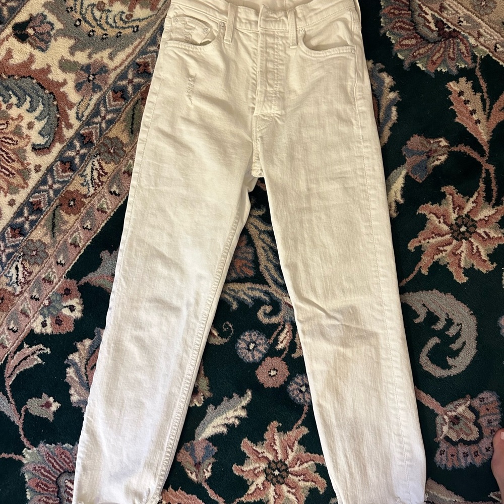 High Waist Mother White Jeans